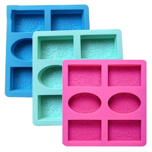 6 Hole Square Silicone Soap Mold DIY Flower Candle Resin Plaster Making Set Chocolate Cake Ice Mould Home Decor Gift
