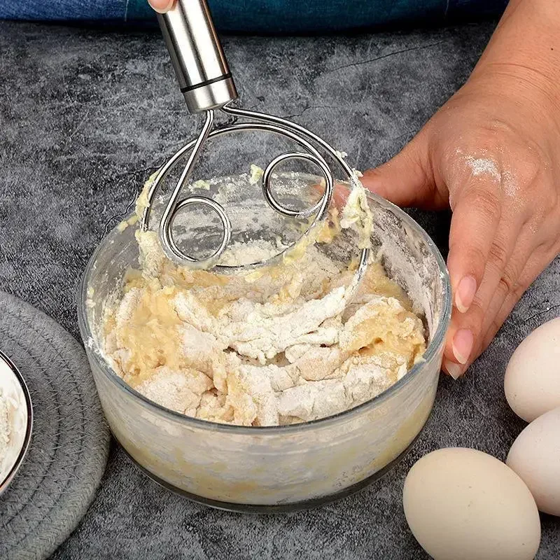 Danish Dough Bread Whisk Stainless Steel Handle Kitchen Baking Tools Pastry Manual Mixer Egg Beater Self Turning Cream Utensils