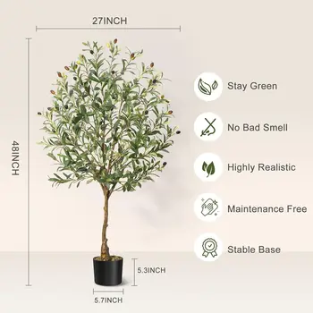 Olive Trees Artificial Indoor, Tall Olive Tree Plants, Faux Olive Tree with Realistic Trunk, Leaves, Fruits for Home Decor 5