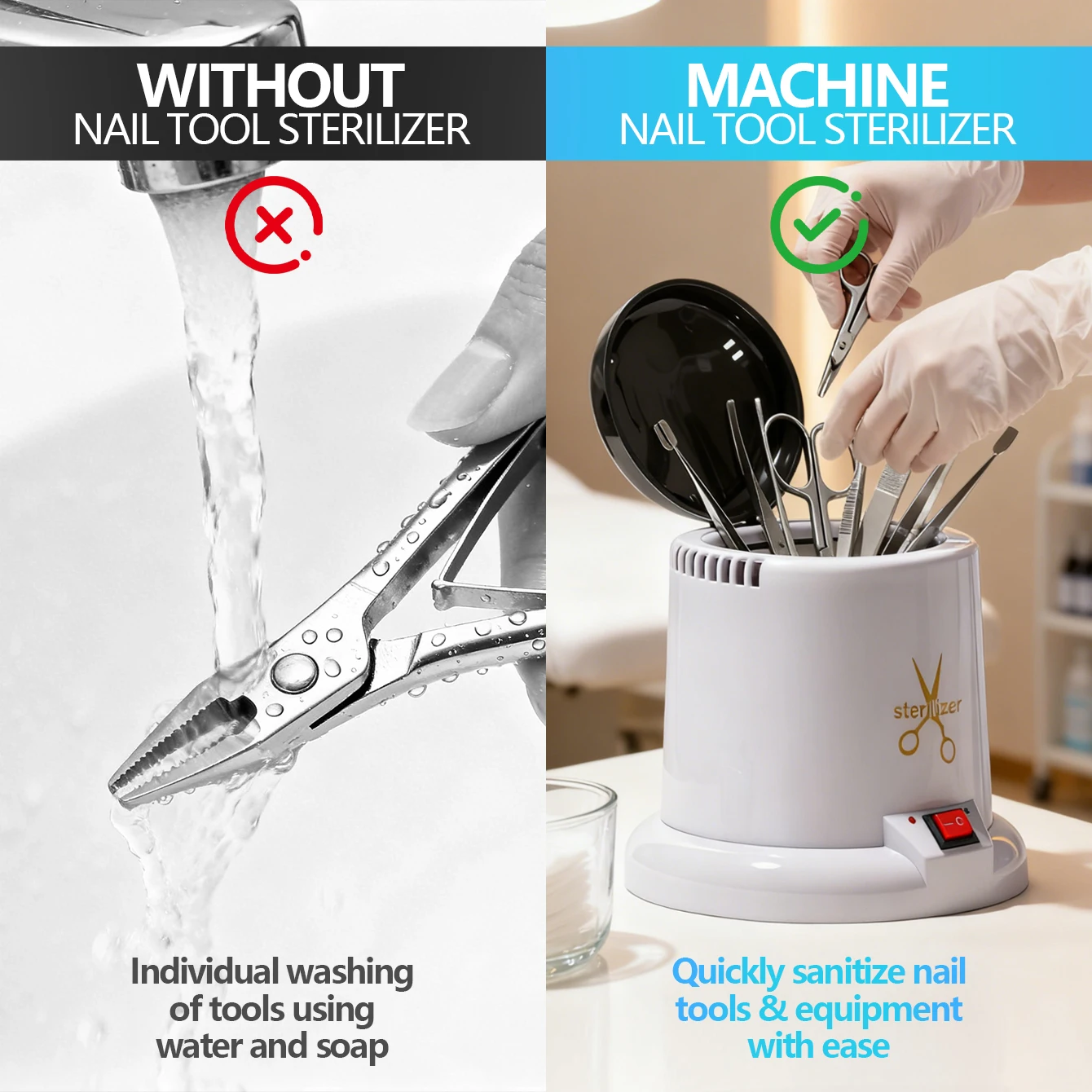 Sterilizzatore per Strumenti per Unghie per Estetiste, Macchina per la Sterilizzazione di Strumenti in Metallo per Nail Art, Sterilizzatori ad Autoclave ad Alta Temperatura - immagine 3