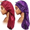 Long Satin Bonnet Sleep Cap Adjustable Buckle Hair Care Head Cover Bonnet Soft Elastic Satin Night Sleep Cap For Women Silk Cap 1