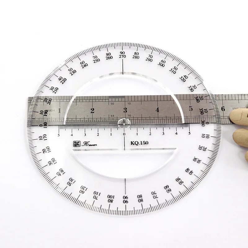 15cm 5.9 in diameter 360 degree thickness measuring angle ruler round ruler accurate mathematical round template digital angle gauge plastic protractor ruler