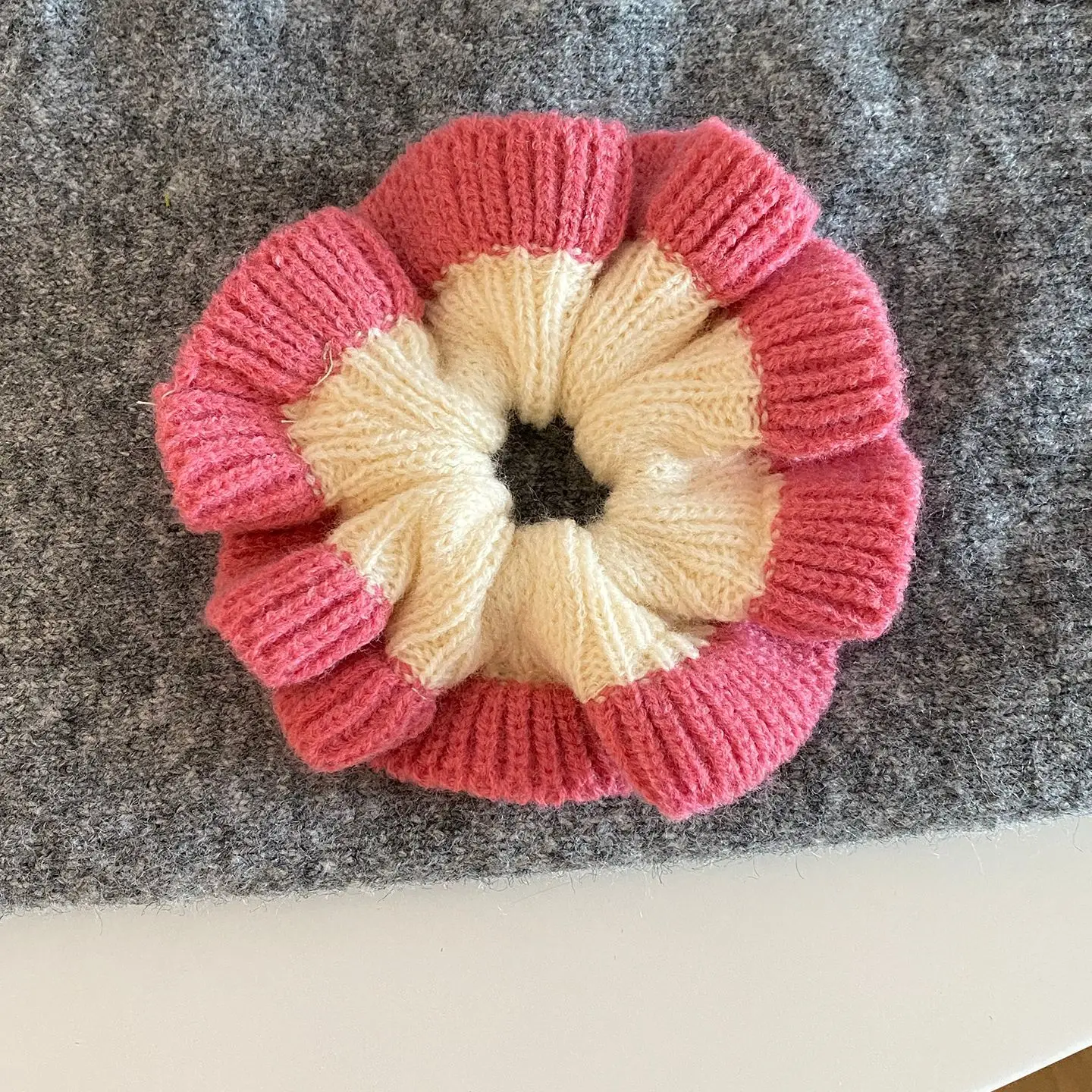 1PC Große Gestrickte Haar Scrunchie Frauen Farbe-block Breite Rand Band Mode Haar Krawatte Elastische Pferdeschwanz Zubehör Elegante headwear – Detail 13