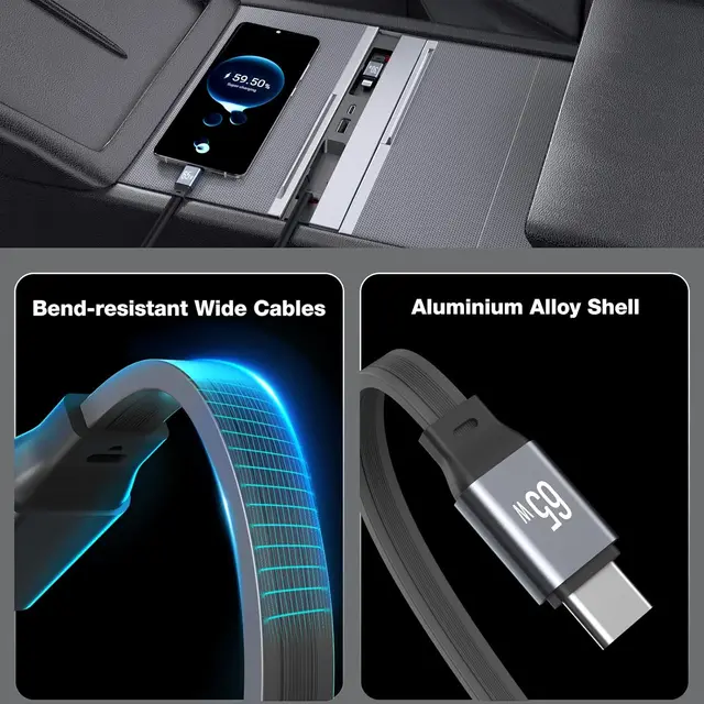 Tesla Station D'extension Pour Grille D'aération Arrière Pour Tesla Model 3/ Y – Cordon Rétractable Pour Téléphone De Voiture – Accessoires Tesla Pour Model Y Model 3 2021 2022 2023 2024, Compatible