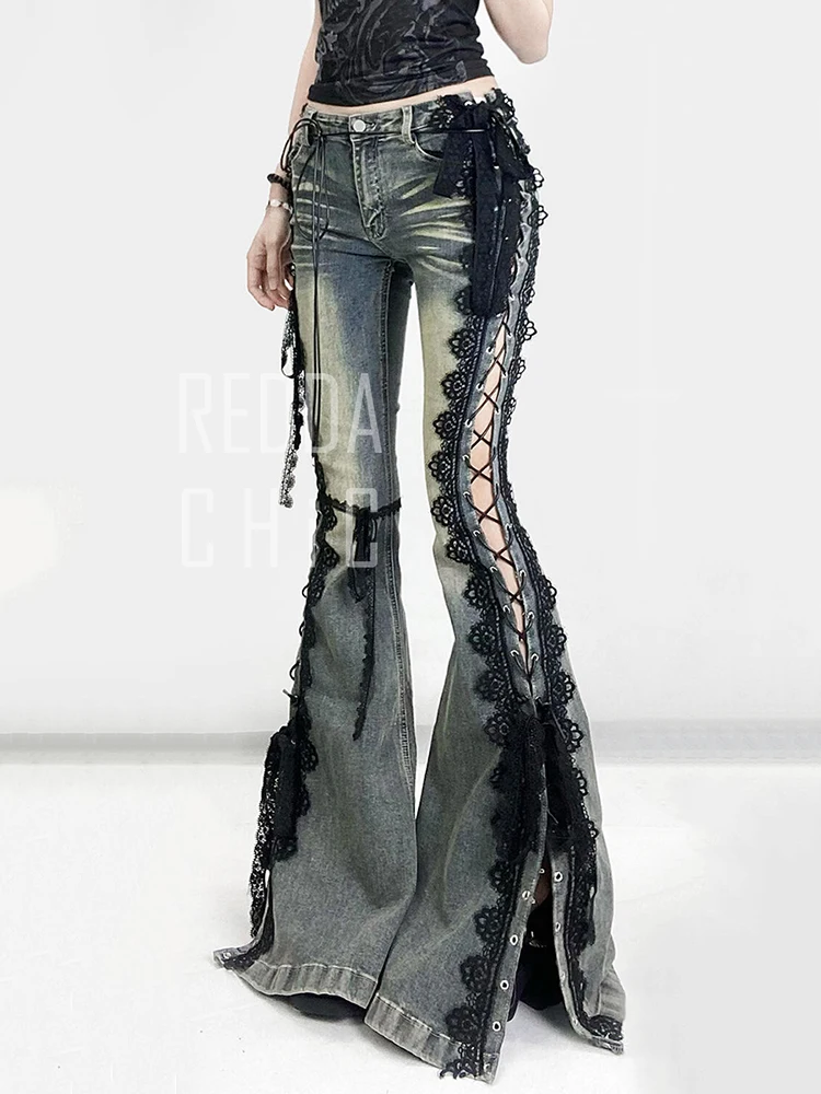 y2k fringe flare denim grunge star studs y2k グランジ ALL – 100StarS