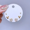 High End 3 Pairs Cubic Zircon Crystal Heart Stud Earrings Set Gold Plated Korean Style Women Gift Jewelry 1
