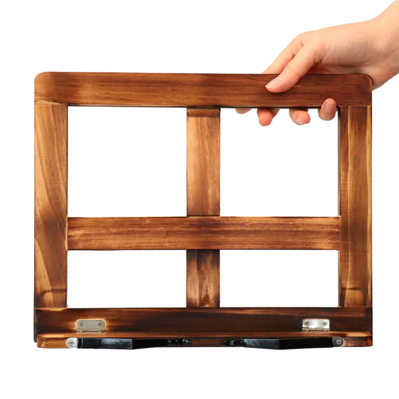 Easy Reading Folding Wooden Pine Frame Reading Bookshelf Book Bracket Tablet PC Support Stand Table Magazine Holder