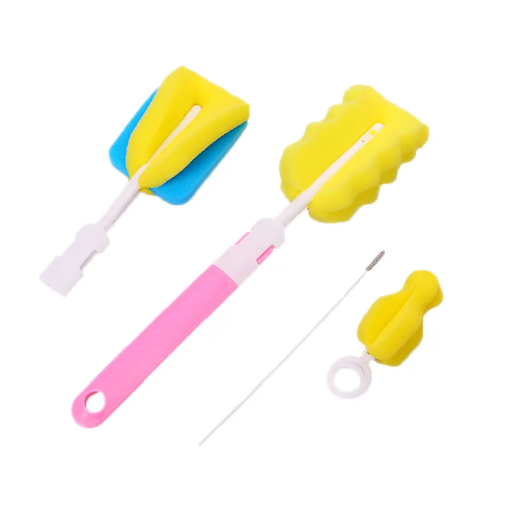4Pcs/Set Silicone Bottle Cleaning Sponge Newborn Baby Milk Bottle Pacifier Spout Tube Glass Cup Washing Clean Brush Tool