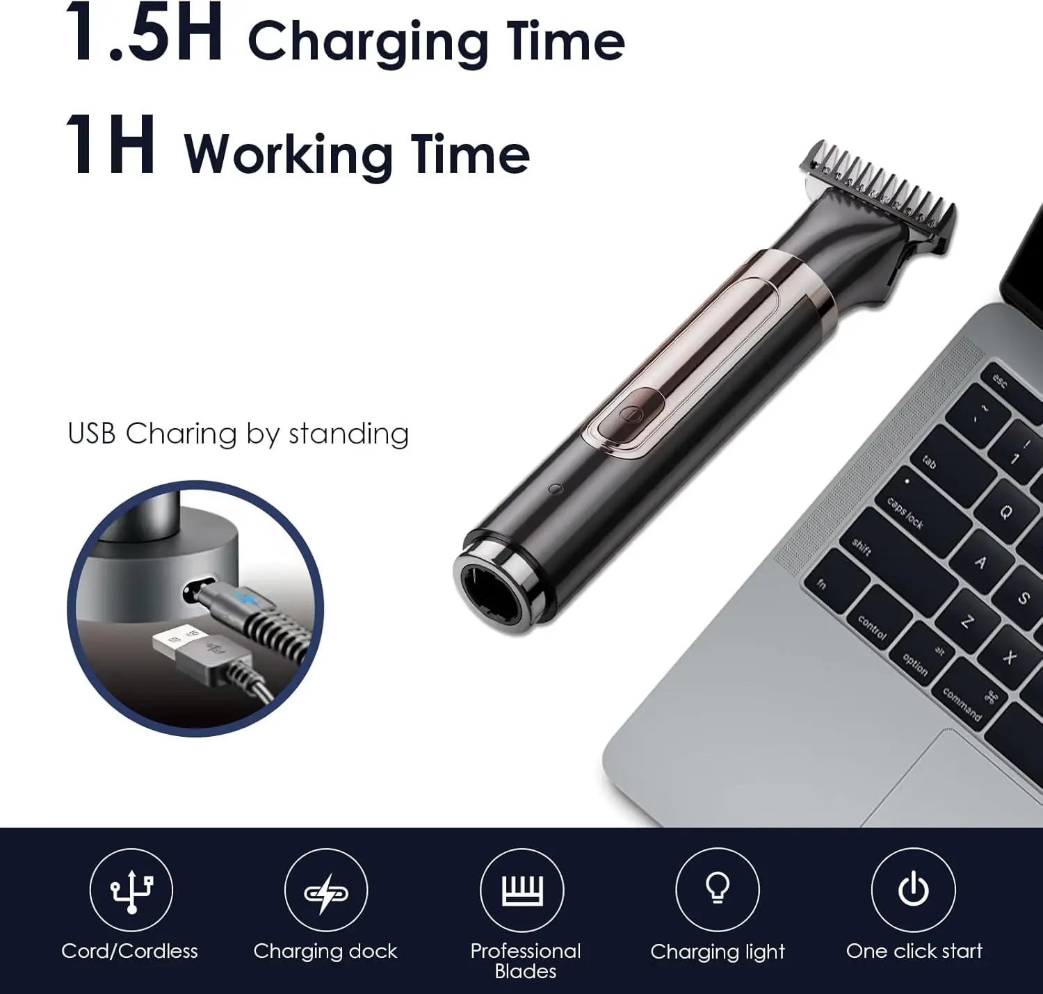 Kemei Mens Electric Back Shaver Body Grooming kit Body Hair Trimmer Facial,Arm,Chin Beard Trimmer