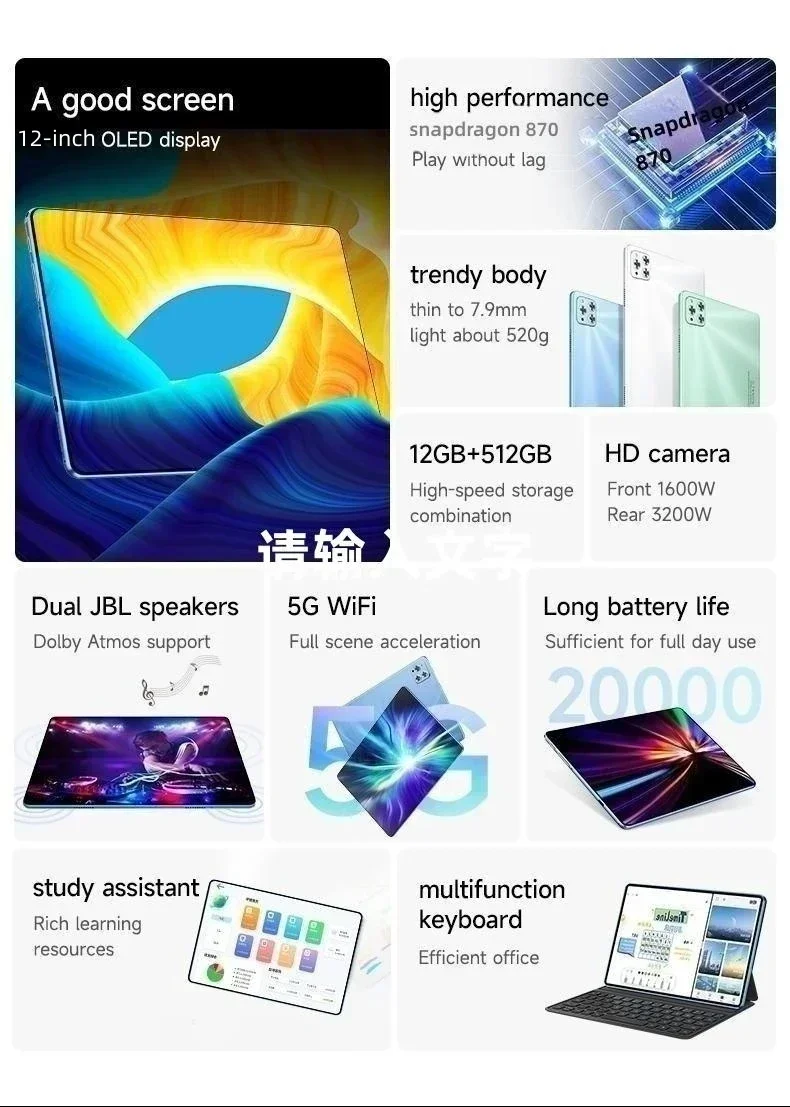 Original Tablet iPad Air Pro 12 Inch 16GB RAM 1TB ROM tablet Android 13 Core Pad Tablet PC Phone Dual Wifi tablette android 태블릿 2