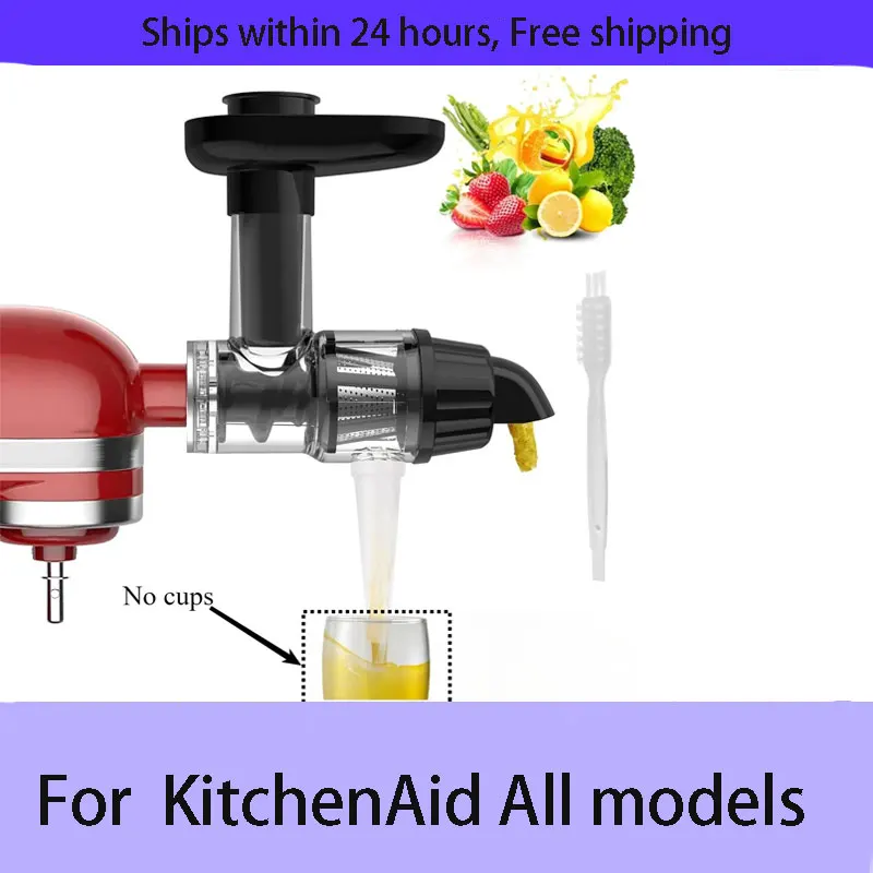Slicer Masticating Juicer Attachment Slow Juicer Attachment with Silicone Tube and Cleaning Brush For all KitchenAid Stand Mixe