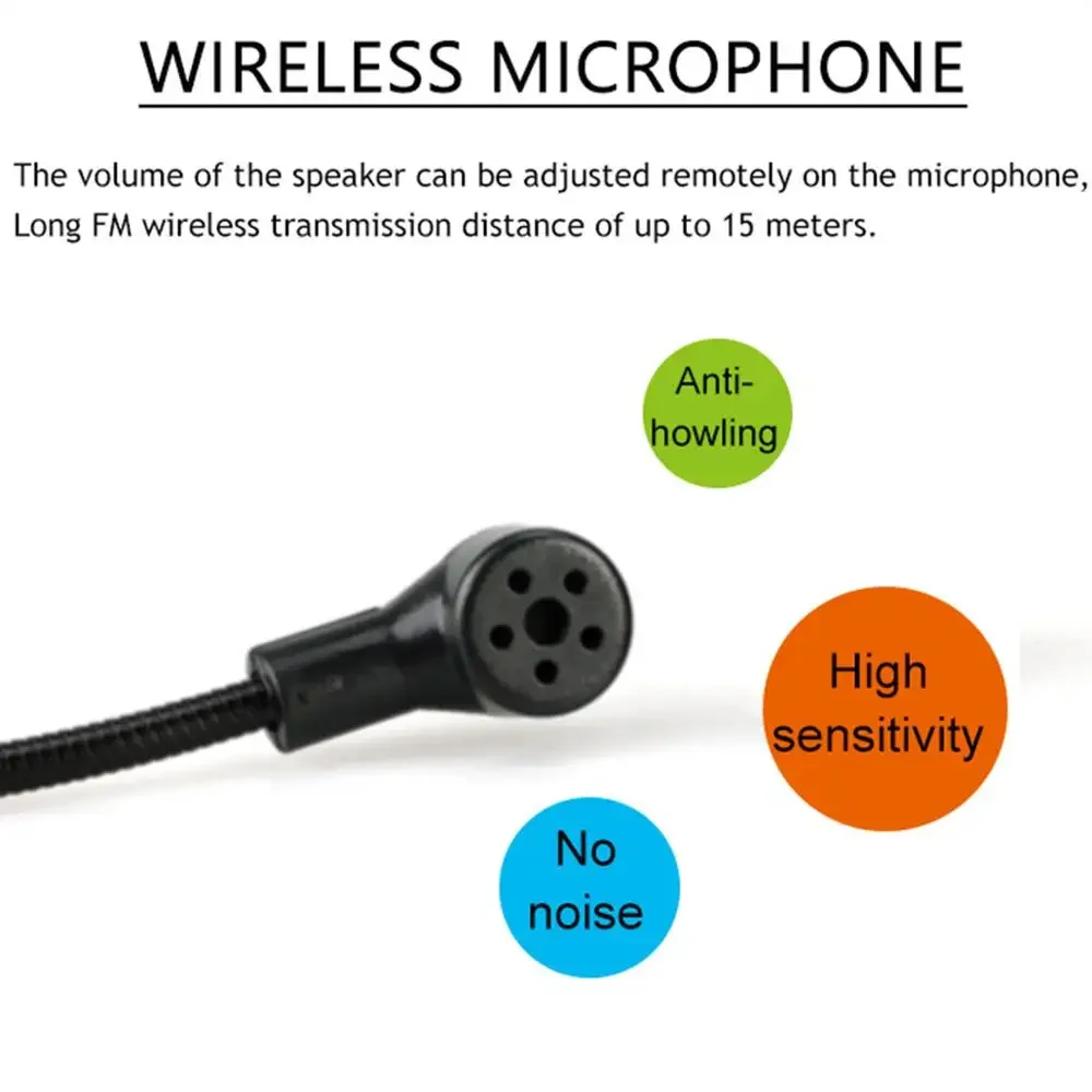 RETEKESS TR503 Wireless Microphone Condenser Headset Megaphone Radio Mic FM 87-108MHz for Loudspeaker Teaching Meeting Guide