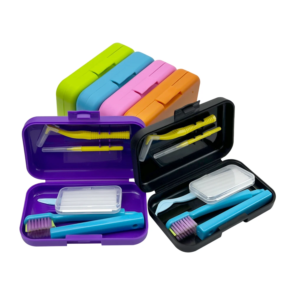 Orthodontic Oral Care Kit Portable Toothbrush Box Foldable Toothbrush Interdental Brush Teeth Whitening Tool toothbrush holder toothbrush case toothbrush storage box