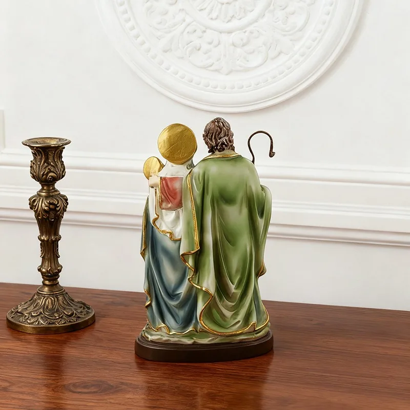 Elegant Sacred Family Figurine - Joseph, Mary, and Baby Jesus Home Décor Sculpture for Warm and Inviting Living Spaces