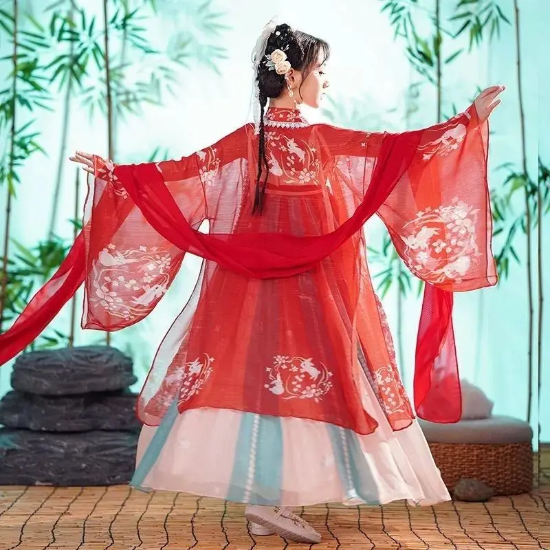 

Hanfu Girls Summer New Ancient Style Dress Little Girls Tang Dress Children's Princess Dress 3T-6T-10T-12T Photo Performance Dre