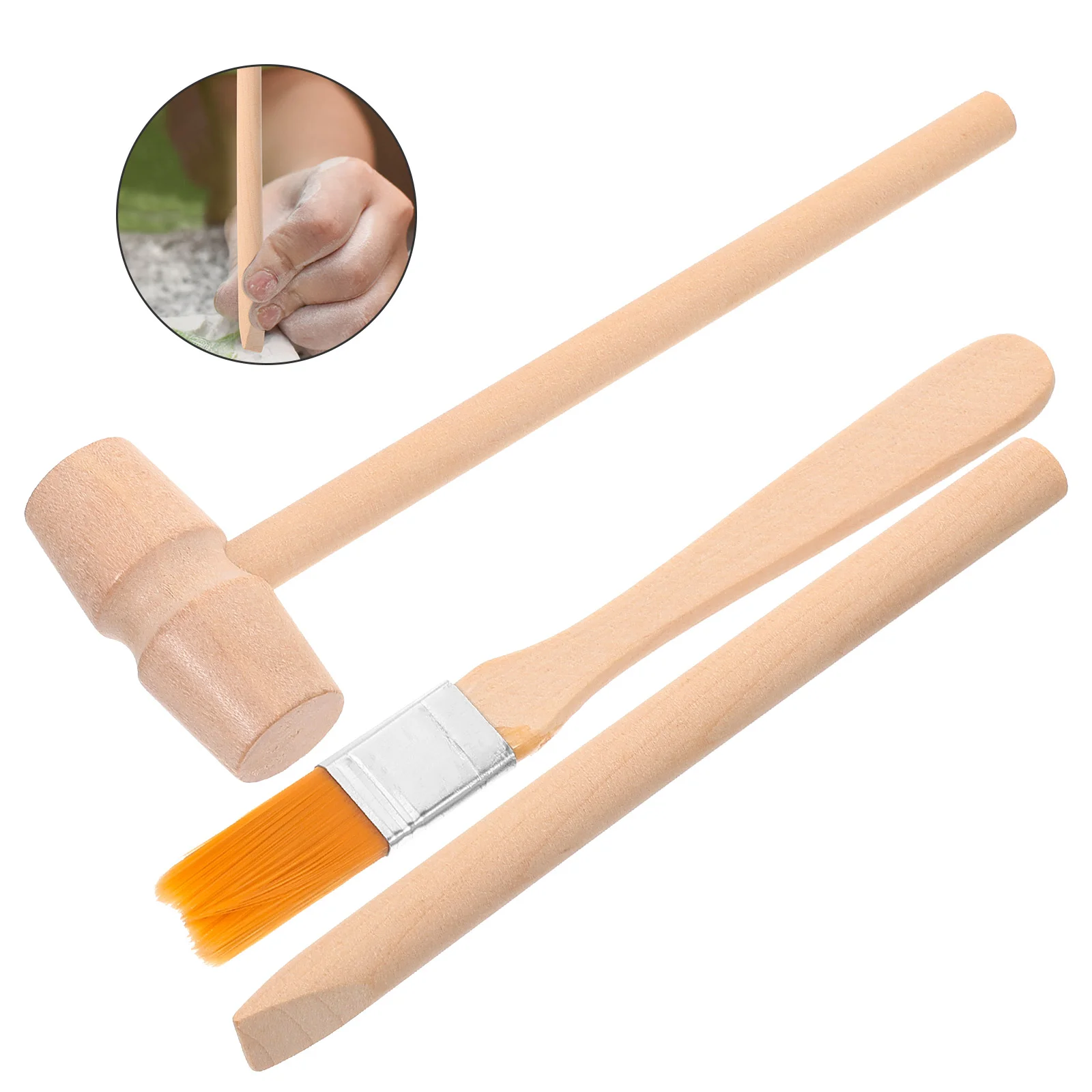 

Kids Digging Tools Wooden Hammer Brush Chisel Toys Archaeological Excavation Kit Pretend Play Educational Toys