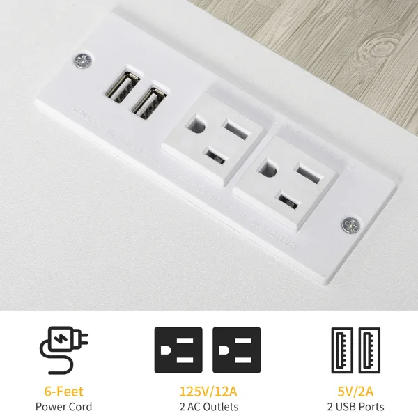 4抽抽屉柜 （2USB+2插座）床头柜 白色-30