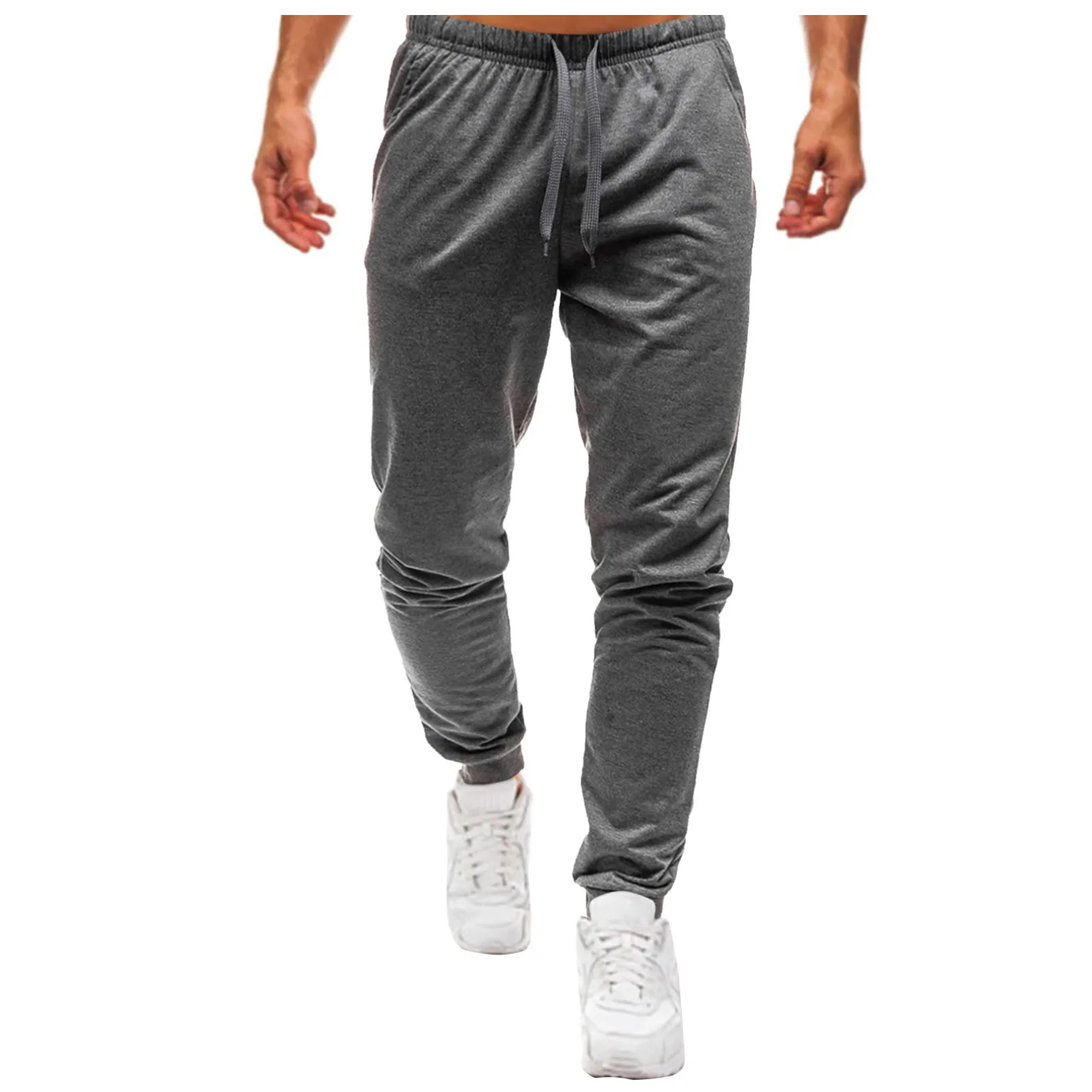 Spring Autumn Solid Color Men Casual Pants Lace-Up Sports Soft Baggy Sweatpants Man Trousers Y2k Clothes Gym Work Pantalones