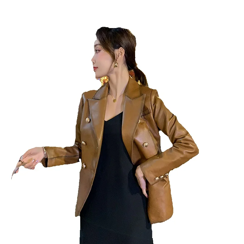 

Новая куртка из натуральной кожи, женская короткая овчина, украшение в западном стиле, приталенная, трендовая куртка из овчины