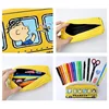 Cartoon Snoopy Bus Pencil Bag Canvas Large Capacity Car Zipper Pen Pencilcase for Student Stationery School Supplies kids gift 5