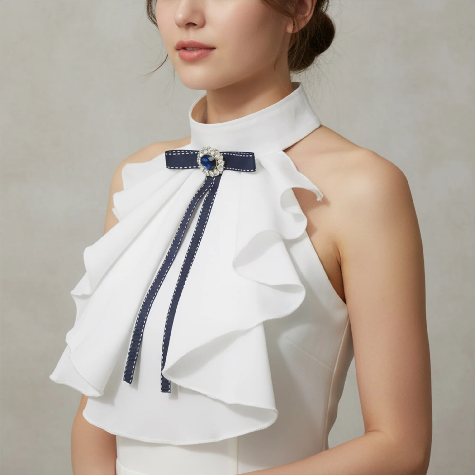 Elegant Black Lace Detachable Collar with Intricate Embroidery and Velvet Bow Detail for Stylish Women s Fashion