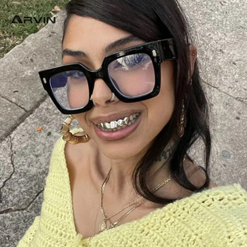 Oversized Square Big Glasses Frame Women Men Transparent Anti Blue Rays Optical Eyeglasses Male Vintage Gaming Computer Glasses anti blue light glasses eyeglasses frames anti radiation glasses eyewear frames women glasses fashion eyeglasses