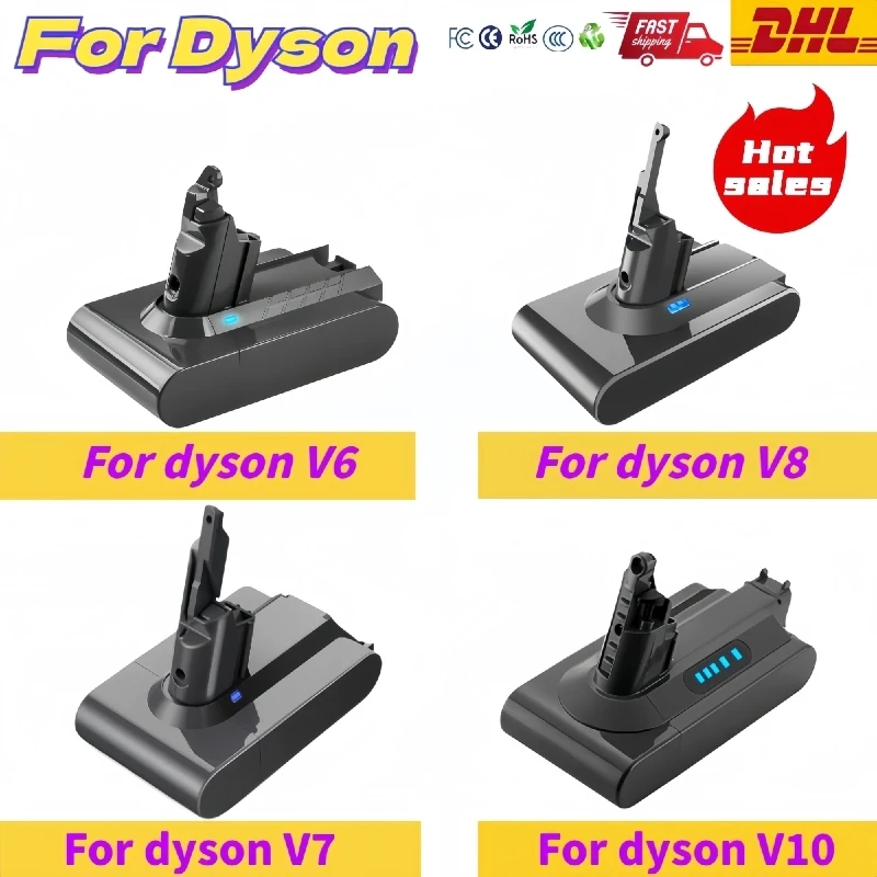 

For Dyson 6000mAh V6 V7 V8 V10 Rechargeable Bateria SV10 SV11 SV12 SV09 Vacuum Cleaner Battery + Vacuum cleaner pre-post filter