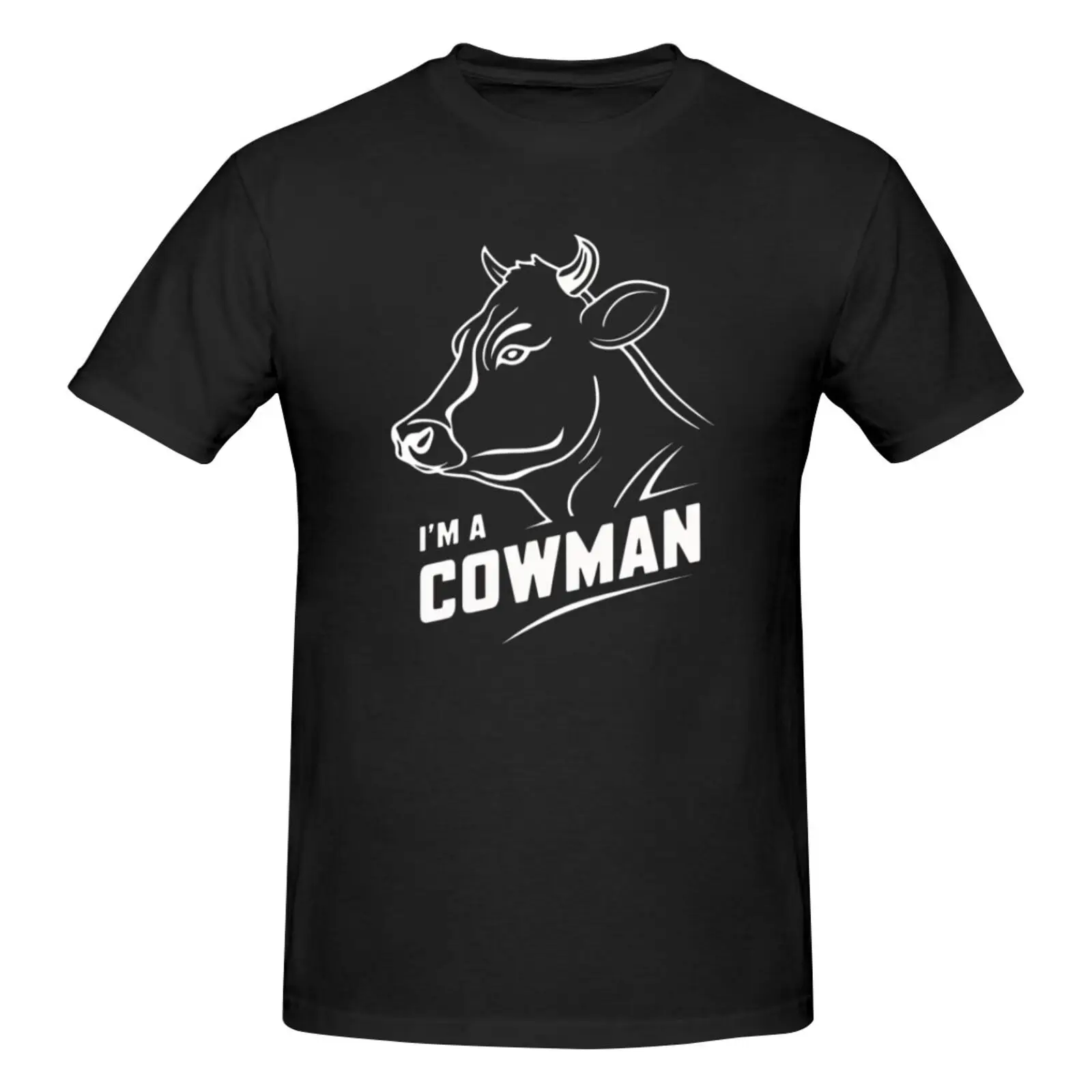 

Мужская футболка с графическим принтом «I'm a Cowboy», черный топ с круглым вырезом и короткими рукавами