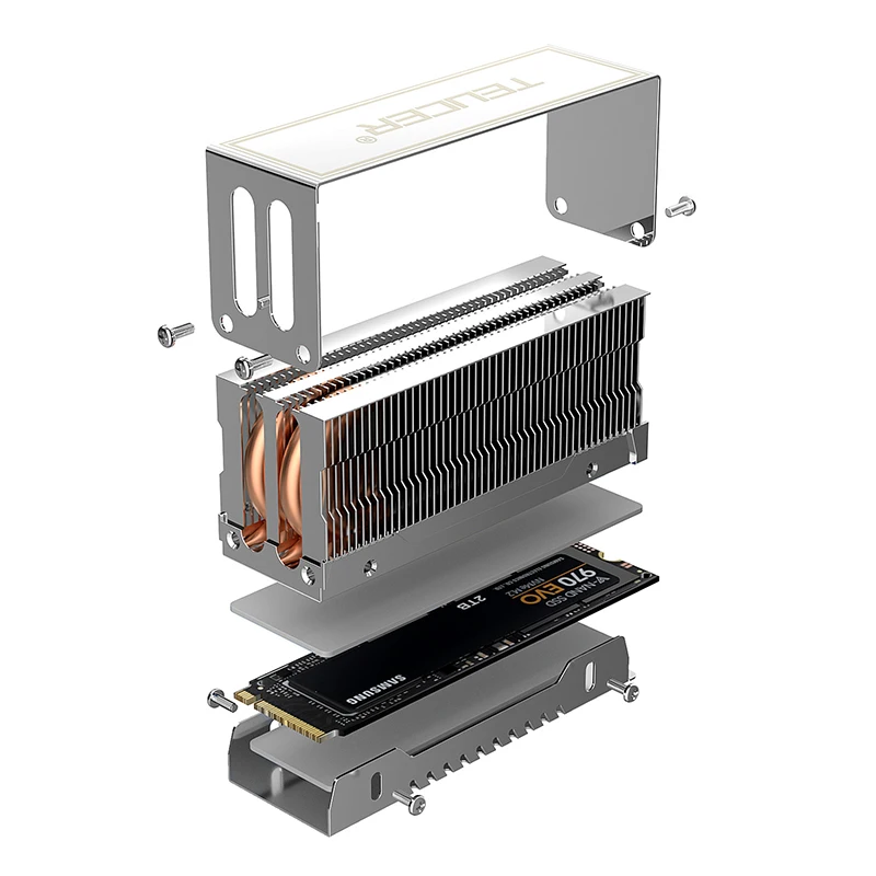 Teucer-dissipador Dual Heat Pipe M.2 2280 Nvme Ssd Refrigerador com Almofada Térmica Acessórios de Computador M210 - Imagem 3