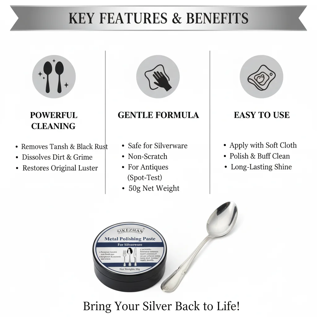 Lustrous Silver Polish Paste - Gentle Tarnish Remover