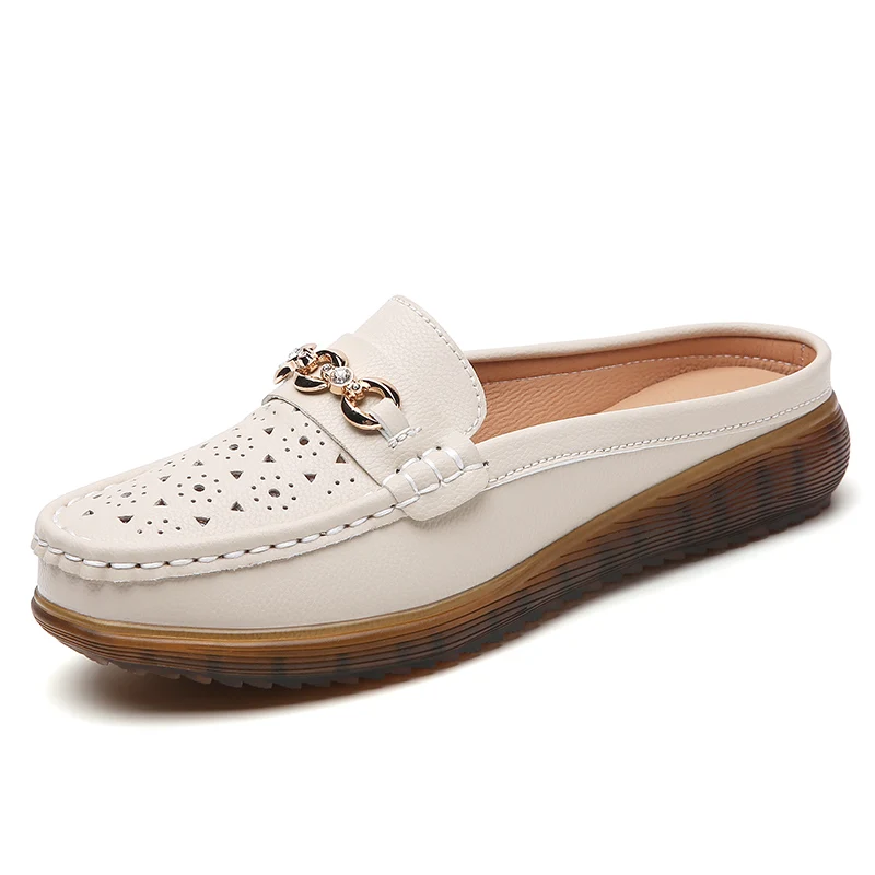 2025 Women Flats Genuine Leather Shoes Woman Platform Casual Soft Women's Loafers Shallow Slip On Shoes Women Nurse Ladies Shoes 2