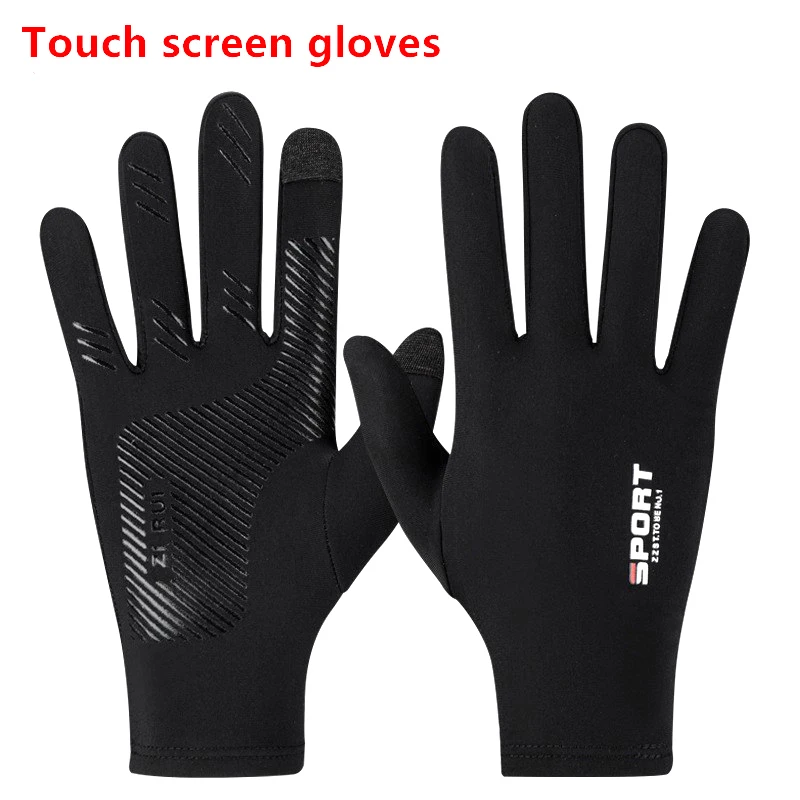 Summer Gloves Men Ice Silk Sun Proction Driving Fishing Gloves Breathable Anti-slip Full Finger Glove Touchscreen fishing gloves full finger gloves sunscreen gloves male gloves sports gloves