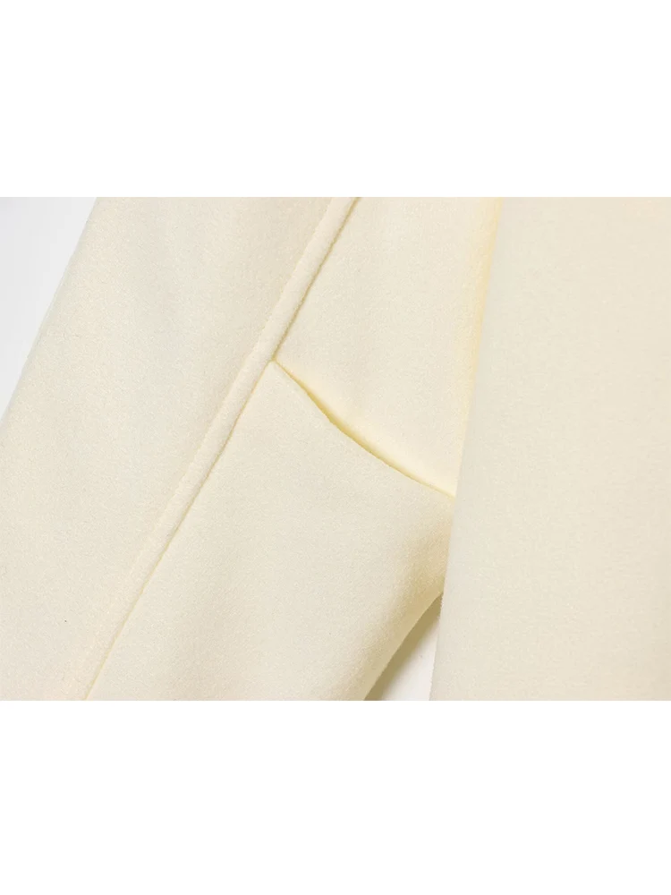 Casual Women Stand Collar Woolen Long Coat Elegant Solid Long Sleeve Single Breasted Jacket Autumn Winter New Female Coats