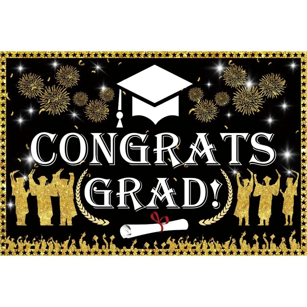 Yeele Graduation Party Backdrop Class of 2022 Black Golden Glitter Light Bokeh Photography Background Congrats Grad Banner Decor camera cleaning kit Photo Studio Supplies