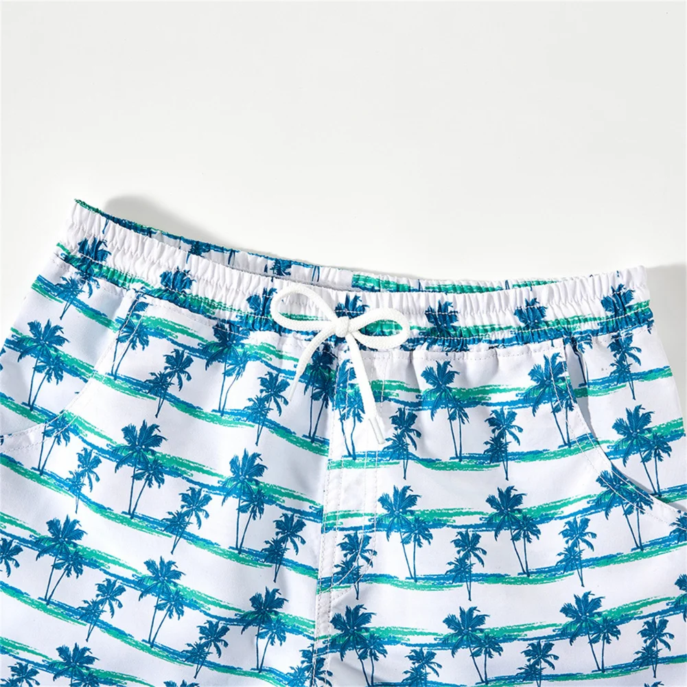 Kids Boy Swimming Short Pants Sunproof Trees Printing Shorts Swim Trunks For Summer Outdoor Beach Training