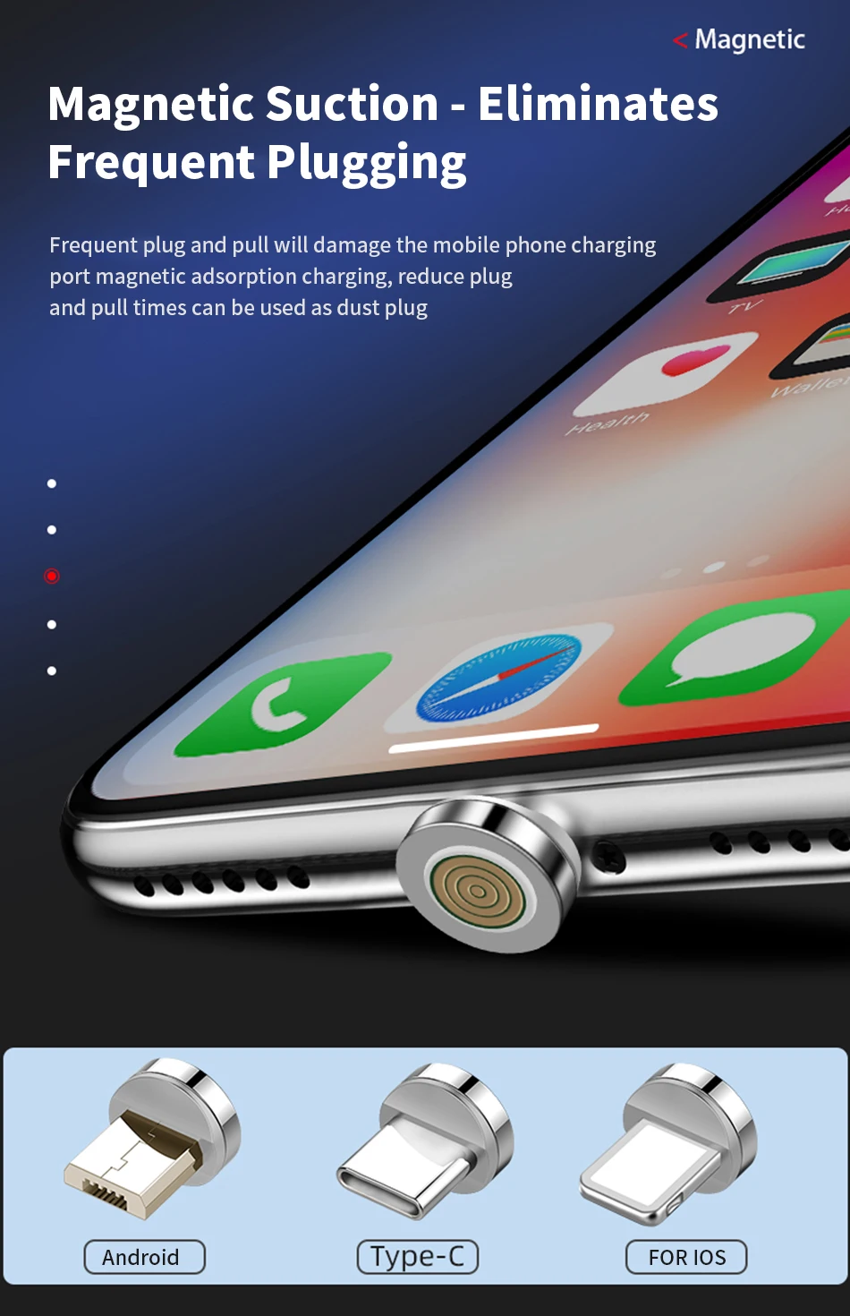 5A Magnetic USB C Cable Super Fast Charging Micro USB Type C For iPhone 13 Samsung Xiaomi Huawei P30 Android Charging Data Cable