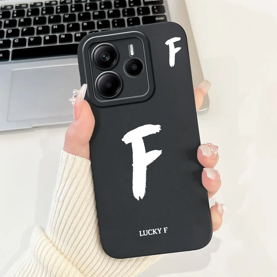 Cute Letters Soft Silicone Phone Case - Global Cover for Xiaomi Redmi Note 14 2025