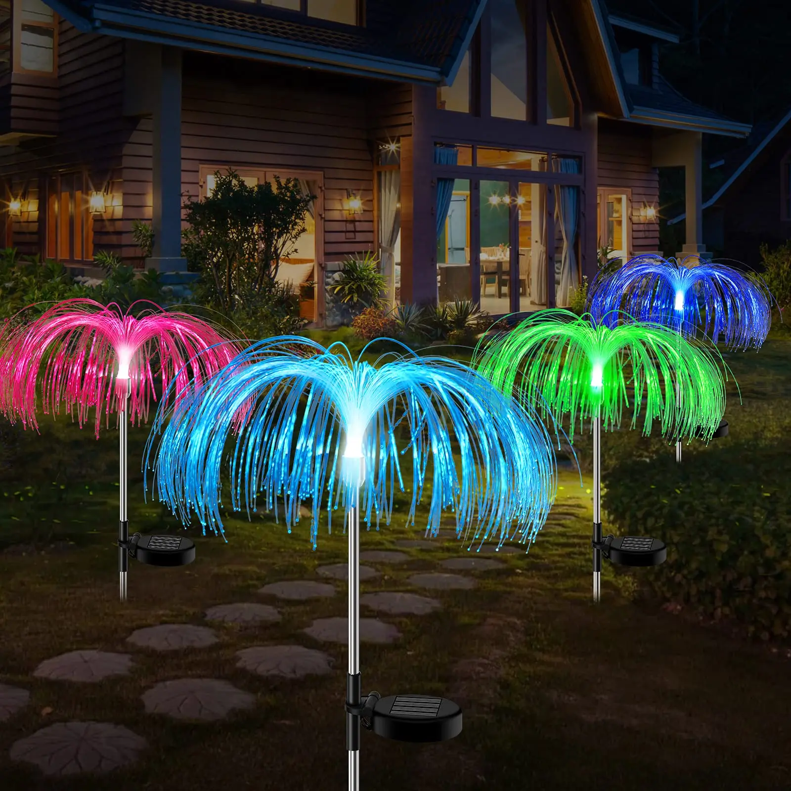 

75cm Solar LED Light Outdoor Garden Light Jellyfish Shaped Lights Colorful Gradient Outdoor Lighting Waterproof Decorative light