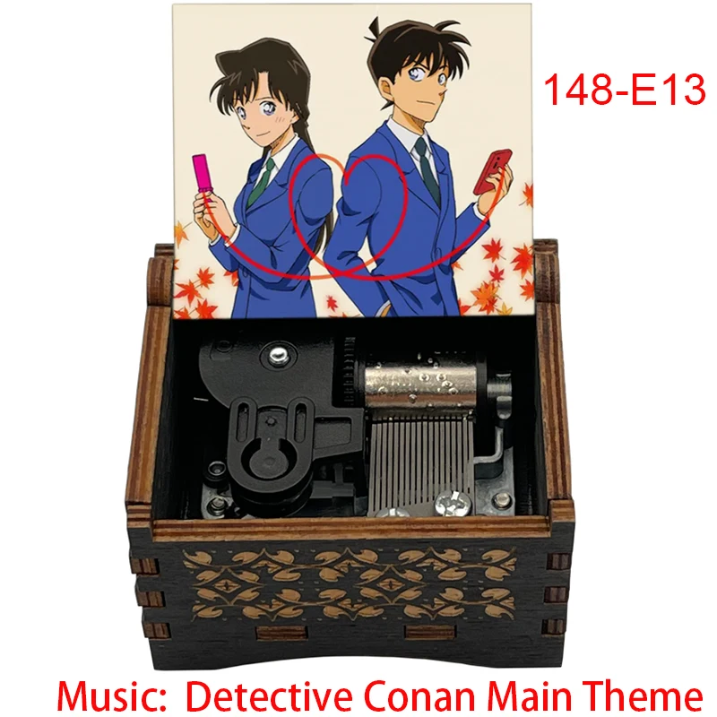 Music box anime Detective Conan black wooden mechanical 18 tones birthday gifts for fans new year party cosplay
