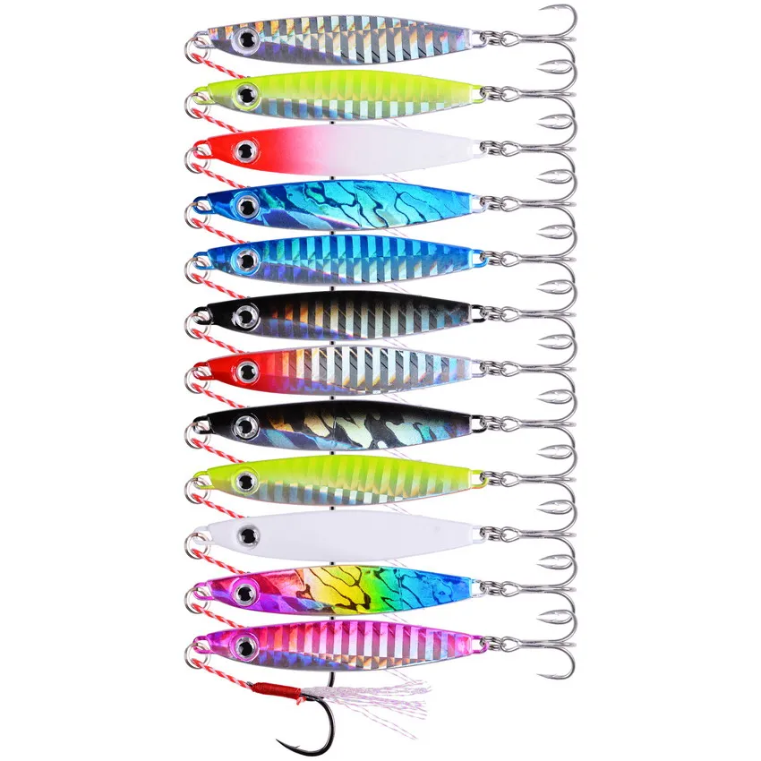 12pcsMetalLures7g12g17g22g30g40gMetalJigsFishingSpoonBait