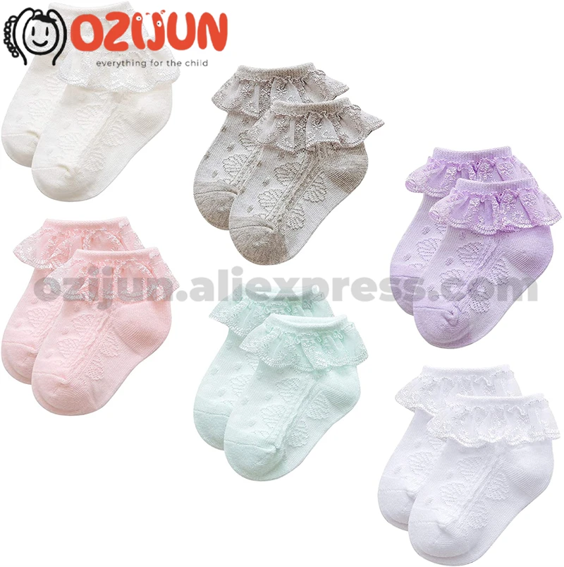 Summer Children's Socks Classic Candy Colors Retro Lace Ruffle Frilly Ankle Short Cotton Mesh Socks Kids Princess Baby Girl sox