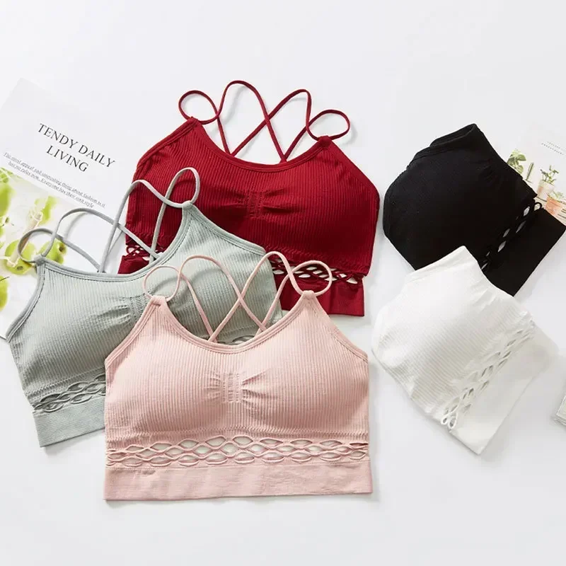 Hot Tube Top Woman Bra Sexy Lingerie Female Fitness Top Cross Strap Seamless Underwear Active Bra Women's Intimates