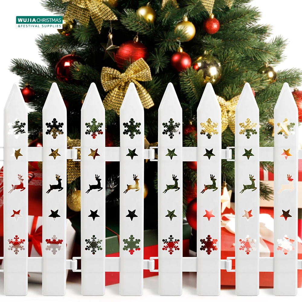 10pcs Christmas Decoration Tree Snowflake Plastic Fence Detachable for DIY Courtyard Kindergarten Flower Garden Home Scene Decor