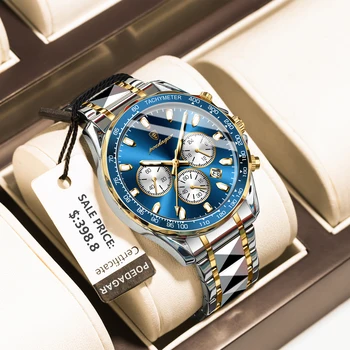 POEDAGAR Luxury Sports Watch Men Quartz Waterproof Luminous Date Chronograph Men’s Watches Stainless Steel Man Watch Male Clock