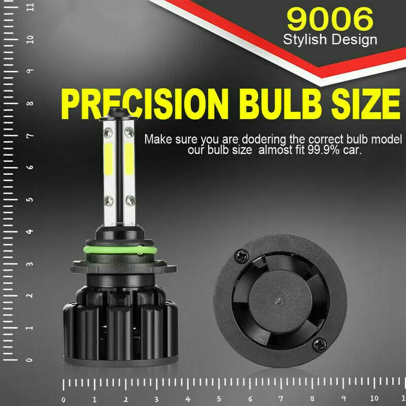 

9005 9006 Led Combo Cob Led Headlight Kit 360000Lm Light Bulbs Hi/low Beam 6000K 360 Degree Illuminated Car Led Headlights H4