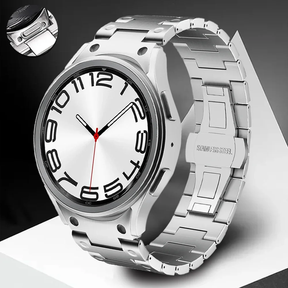 

No Gaps Stainless Steel Bracelet For Samsung Galaxy Watch 6/4 Classic 43 47mm 42 46mm Watch 6 5 4 40 44 Luxury Business Strap
