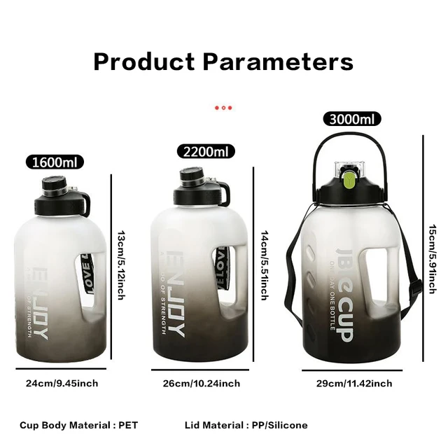 3 Liter Sports Water Bottle With Handle Large Capacity Fitness With Scale Gradient Kettle Outdoor Plastic Portable Water Bottle 3