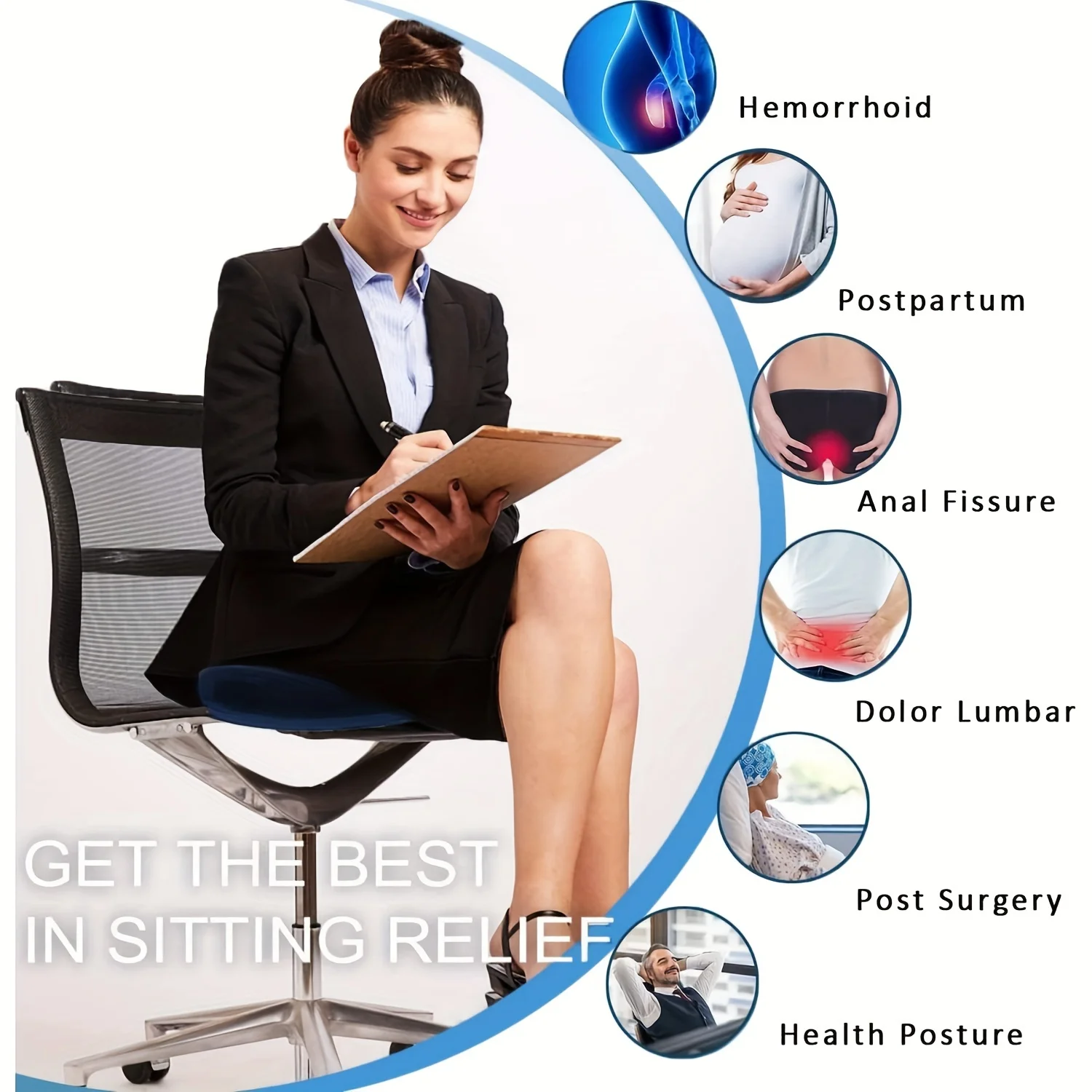 Ergonomisches Memory Foam Donut-Sitzkissen, Steißbeinunterstützung