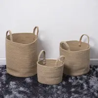 Wicker Basket Hand-woven Storage Basket Rope Woven Deep Foldable Storage Laundry Basket Toy Sundries Storage Basket 2