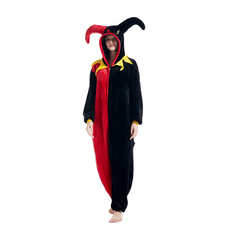 Erwachsene Onesie Circus Joker Clown Cosplay Kostüme Tier Einteilige Pyjamas Halloween Homewear Overalls Frauen Unisex Nachtwäsche – Detail 4